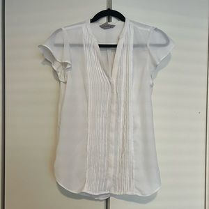 Flutter Sleeve Ruffle Blouse White